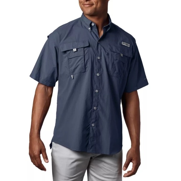 Columbia Men’s PFG Bahama II Short Sleeve Shirt - Tall Navy Blue 3TL - Picture 1 of 7